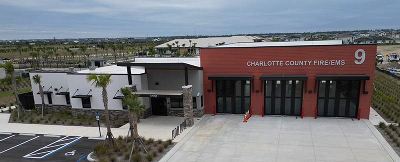 Station 9 with equipment on driveway